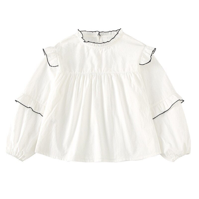 Kids Girls White Lace Blouse 8 10 years Spring Autumn Teenage Girls Shirt
