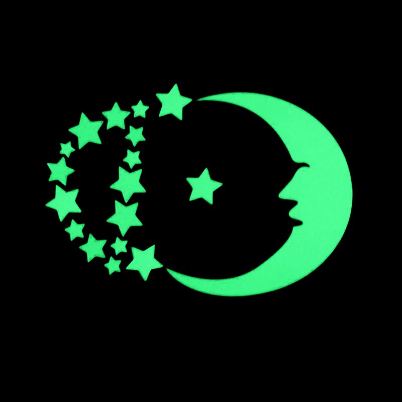 Moon Star Pattern Glow Sticker For Kids Bedroom Ceiling Decoration Luminous Wall Mural Art Diy Girls Decals Pvc Poster