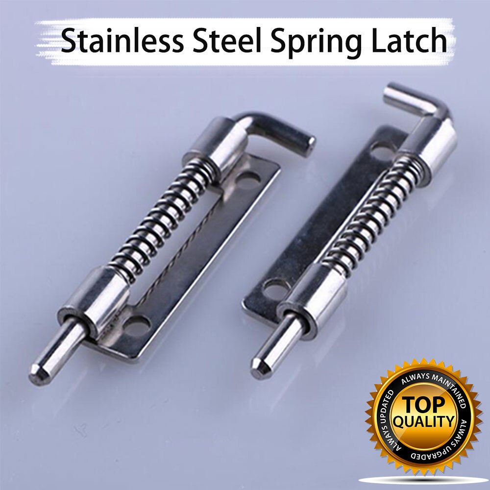 Long Spring Loaded Hinge Sliding Lock Barrel Bolt Latch Hasp Staple Gate Safety Left Right Latch Lock Bolt Spring Barrel