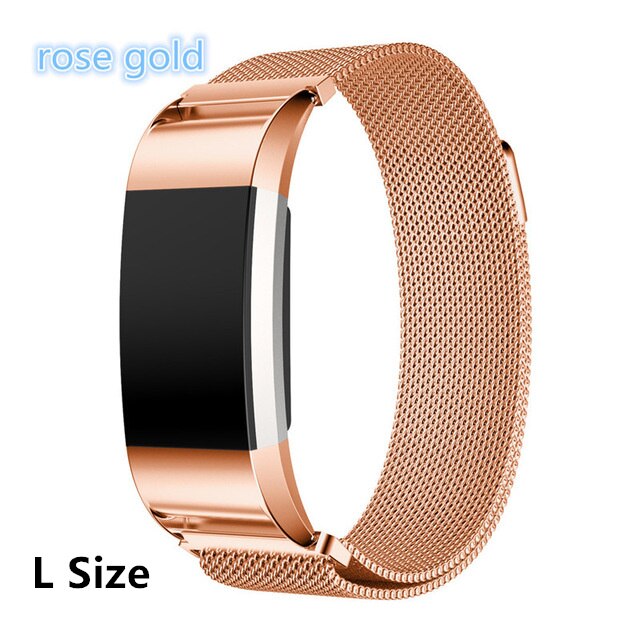 Milanese Loop ze stali nierdzewnej dla Fitbit Charge 2 Band bransoletka w stylu paska na nadgarstek dla Fit Bit Charge2 pasek do smarwatcha Smartband: L size for rose gold