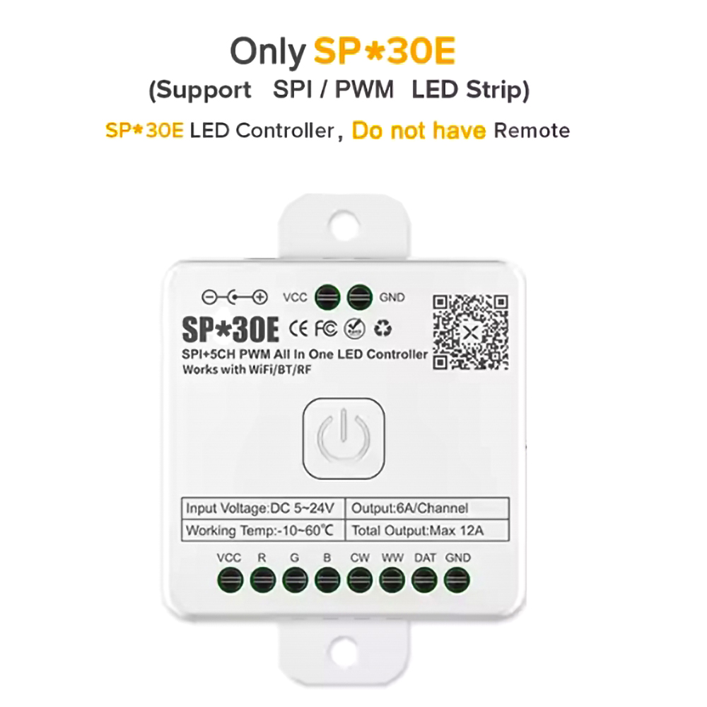 SP530E SP630E WiFi Alexa Bluetooth LED Controller Ondersteuning PWM Monochroom CCT RGB RGBW RGBCCT of SPI TTL IC Chip LED Strip/Matrix: YELLOW / Blauw