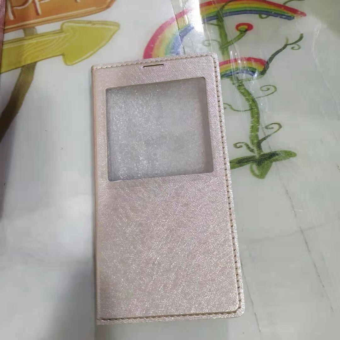 Cubierta del teléfono de cuero caso de Vista inteligente para Samsung Galaxy S5 SV S 5 G900A G900I G900F G900 G900H G900FD SM-G900F SM-G900H caso: Light Gold