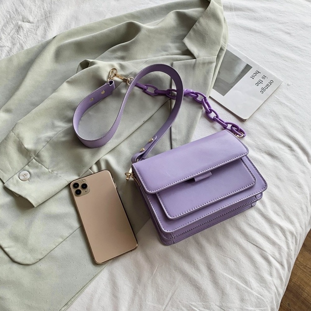 Summer Female Shoulder Handbag Chain Mini PU Leather Flap Bags for Women Solid Color Ladies' Travel Crossbody Bag