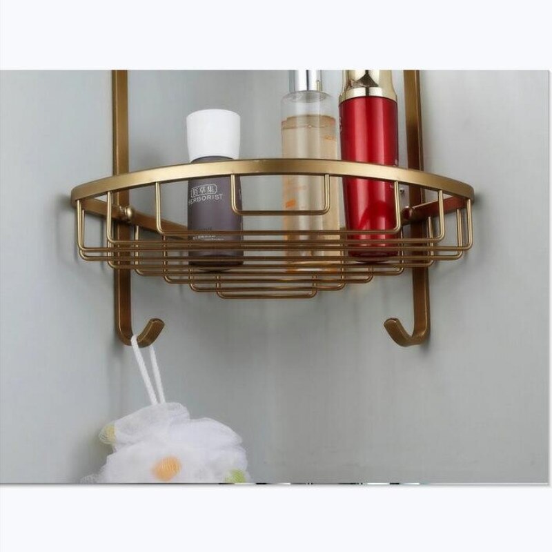 Wall Mounted Antique bronze Aluminun Bathroom Soap Basket Bath Shower Shelf corner Basket Holder building materia