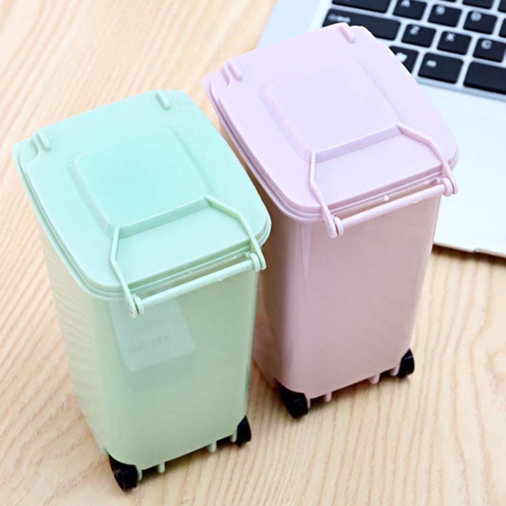 Mini Waste Bin Desktop Storage Box Home Garbage Basket Container Table Trash Can Swing Cleaning Barrel Desk Organizer Storage