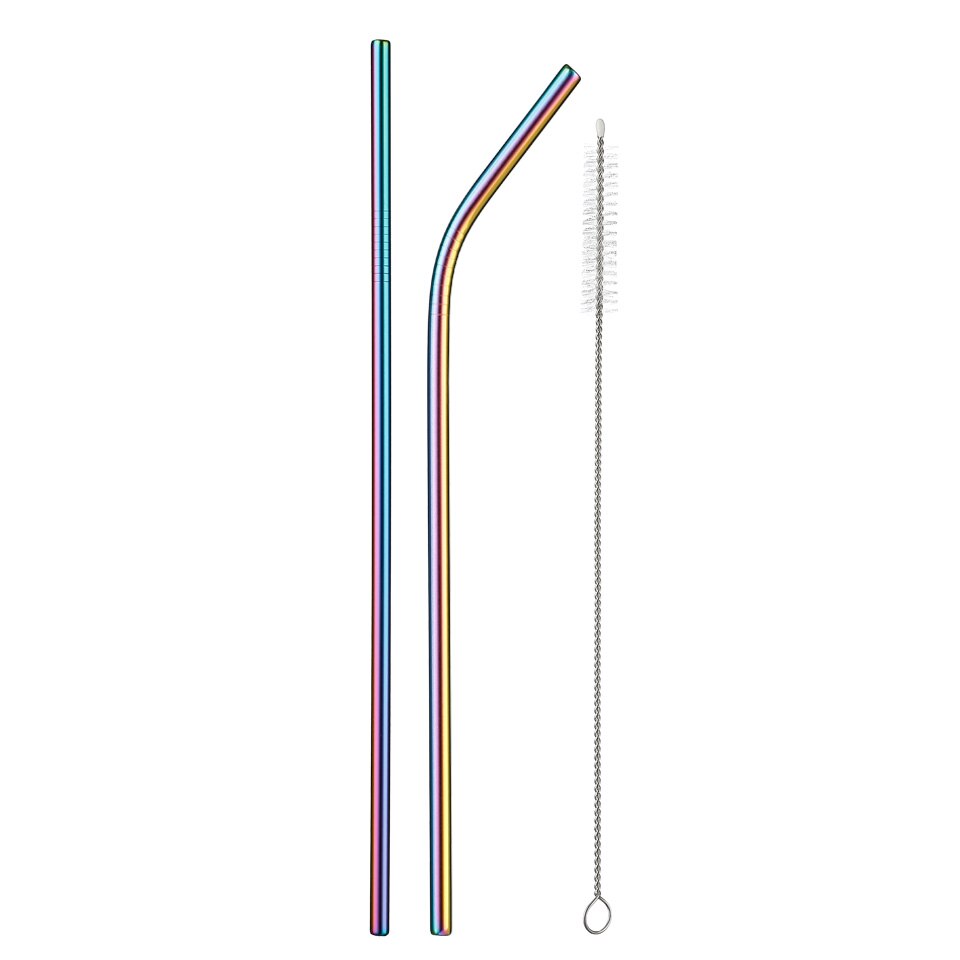 Pajita reutilizable ecológica de acero inoxidable, Pajita de Metal de para beber con cepillo limpiador y Bolsa, ,: A3