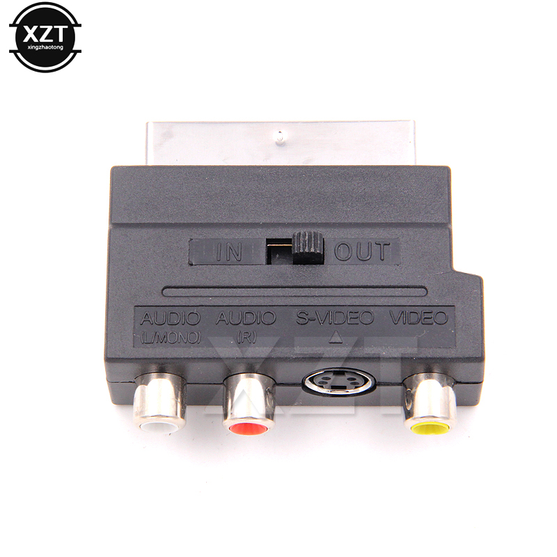 21 pines RGB Scart a 3 RCA s-video AV TV adaptador RGB Scart a conector de Audio compuesto proyector de televisión