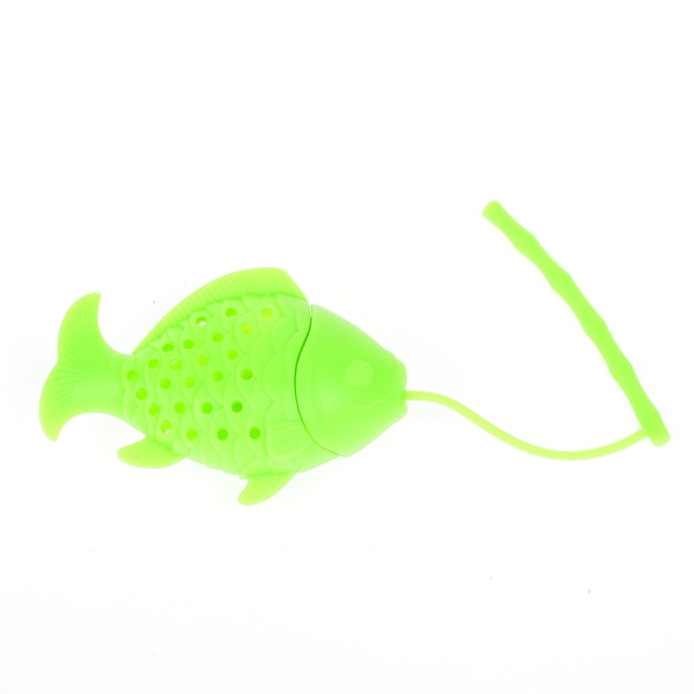1 stk tebladssi silikone fiskeform infuser til teposer urtekrydderi filter diffuser tekande mini køkkentilbehør: Grøn