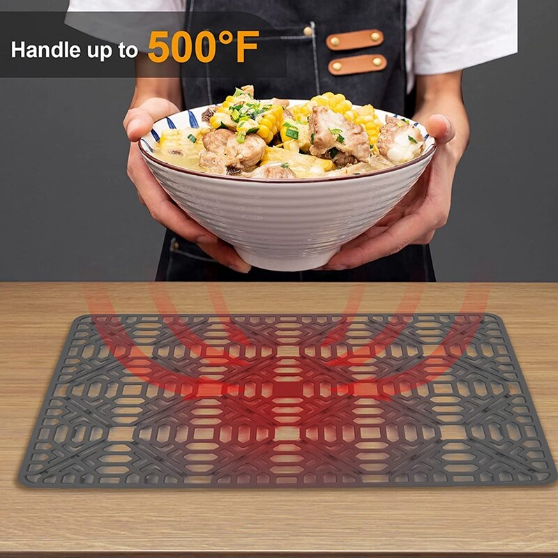 2Pcs Siliconen Aanrecht Mat, Grote Sink Protector Grid Accessoire, Geschikt Voor Keuken Rvs Spoelbak