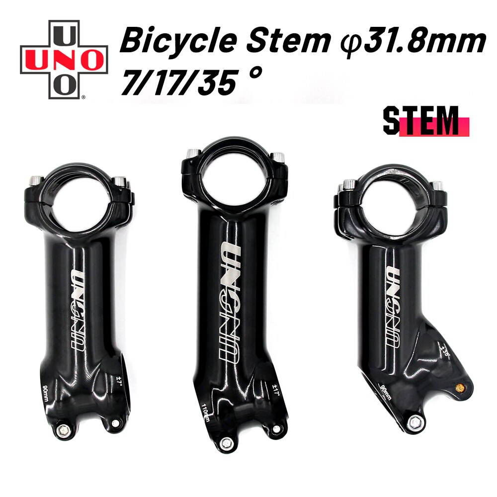 UNO Stem 7 Degree Bicycle Stem Road 17 Degree Ultralight Stem MTB 31.8mm Bicycle Handlebar Stem 35 Degree 60-130mm Kalloy Stem