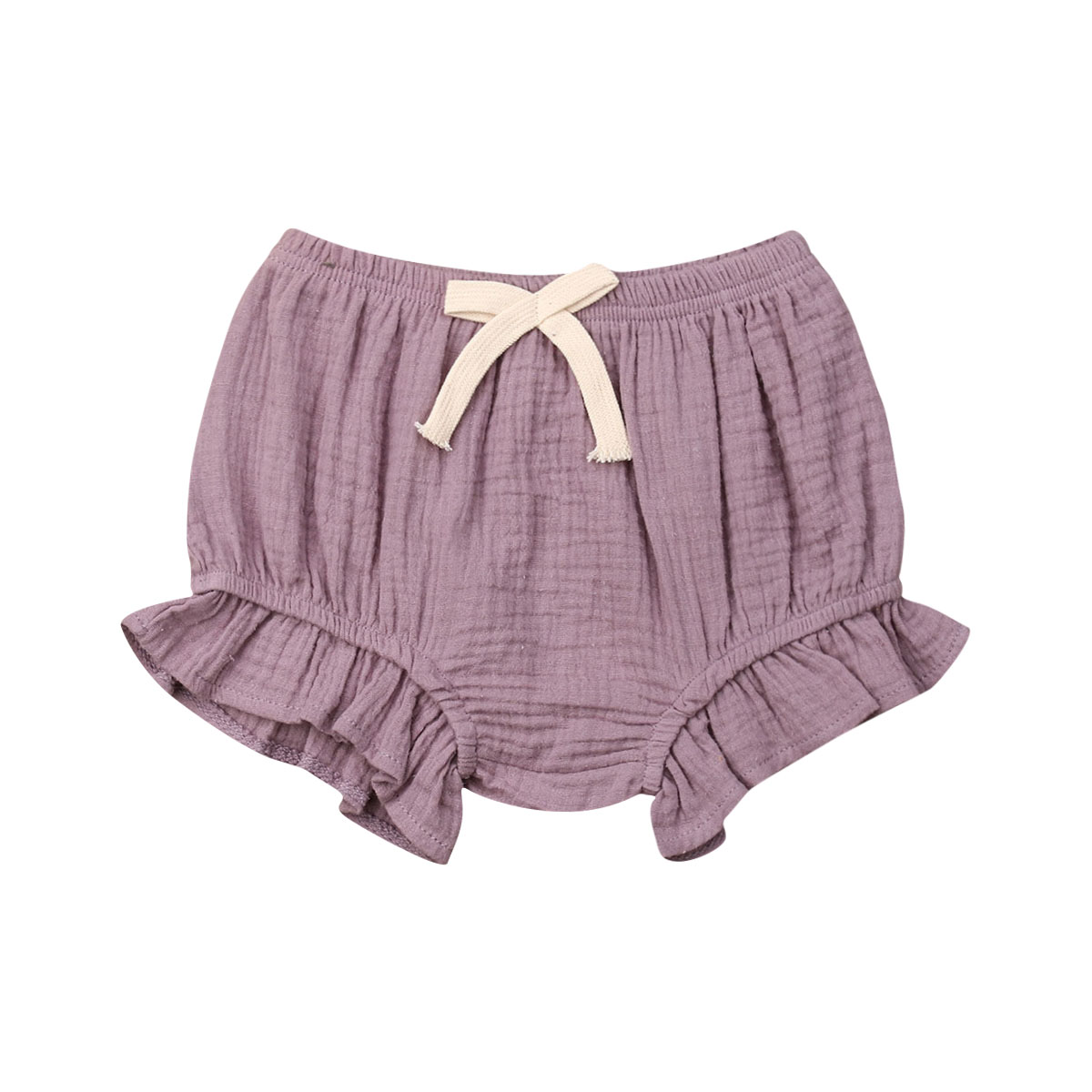 Newborn Kids Baby Girl Cotton Shorts Bloomers Diaper Covers Ruffles Shorts Solid Trousers Bottoms Outfits Summer Clothes 0-18M: Purple / 6M