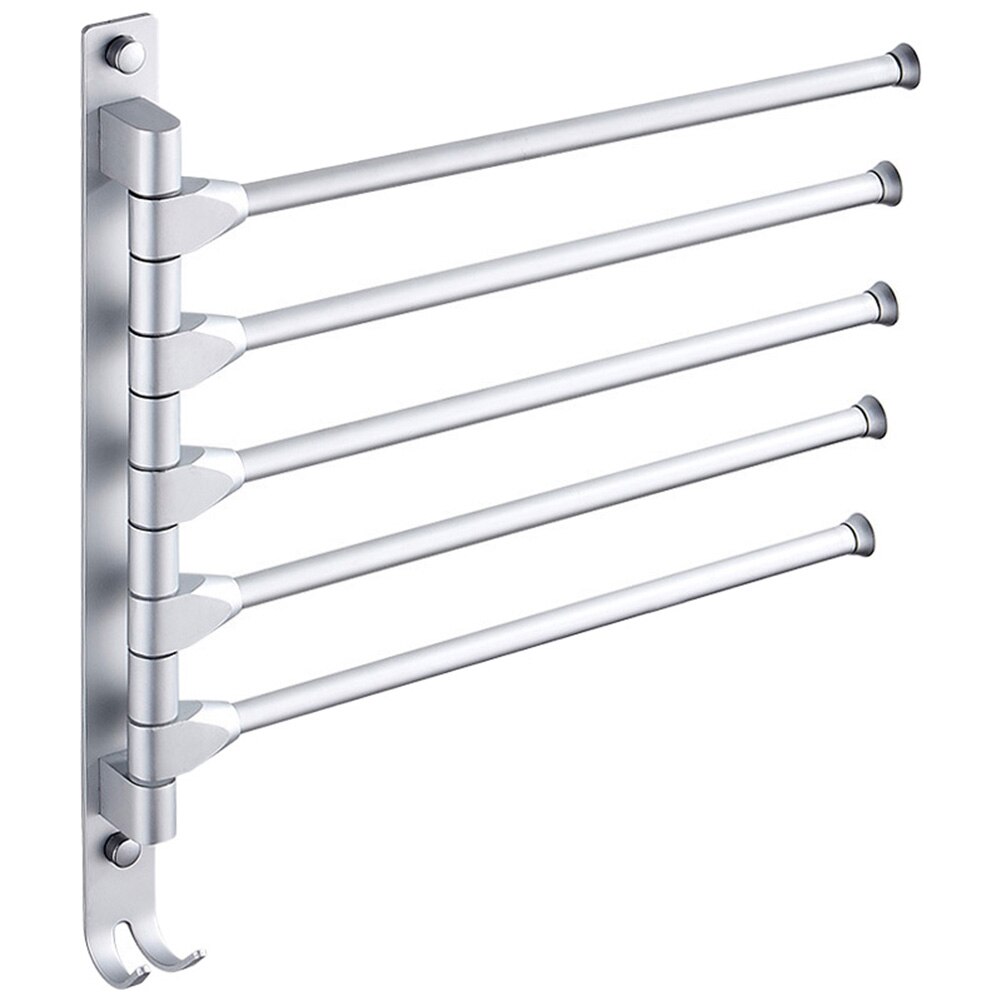 Aluminium Space Wall Mounted Towel Rail With Hooks With 4 180° Rotatable Towel Rails For Bathroom Kitchen Sink 33 X 33 Cm: Default Title