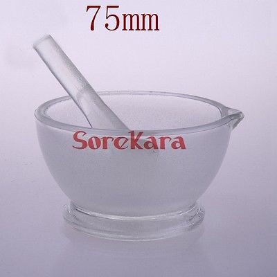 Mortero de vidrio con patas de 75mm, juego de cuencos de molienda, herramientas de laboratorio, mortero de vidrio