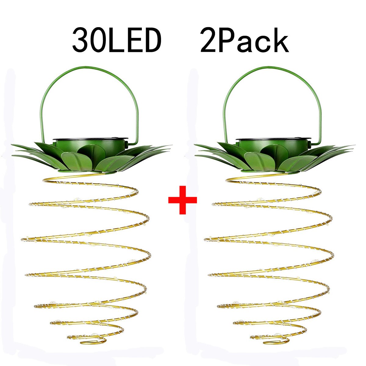 Solar pineapple light iron lantern led copper wire string lights outdoor waterproof garden decoration hanging lights: 2pcs 30LED