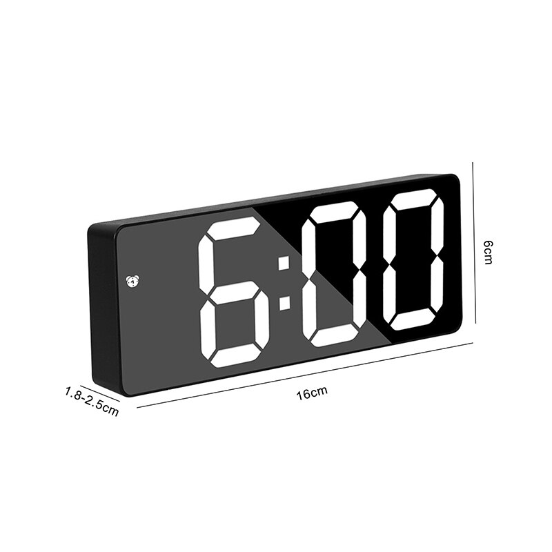 mini LED mirror digital watch clock display date temperature for home bedroom desktop electronic alarm clock: D
