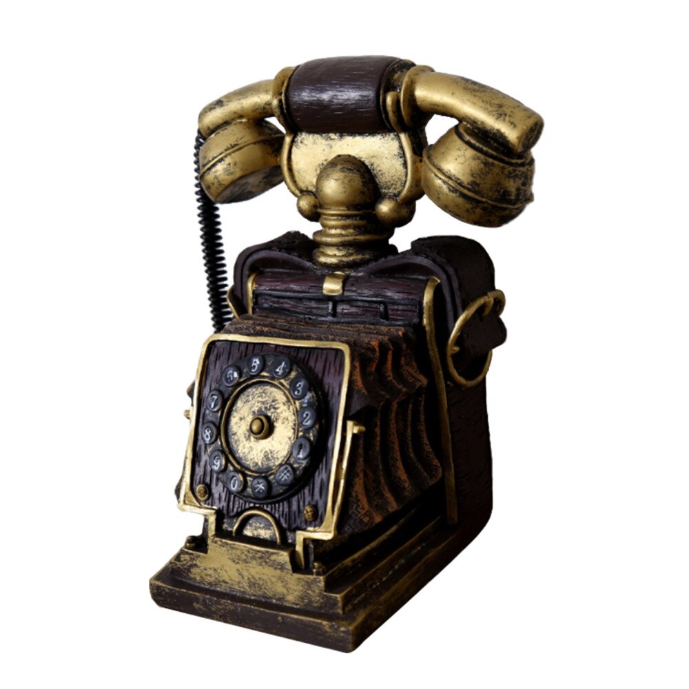 Piggy Bank Ornaments Telephone Easy To Clean American Retro Resin Coin Box Furnishings Vintage Home Deco