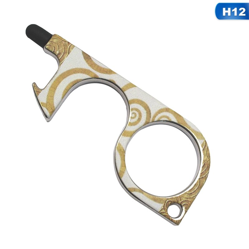 Portable Clean Key Door Opener Handheld Brass EDC Keychain No Touch Elevator Button Non-Contact Handheld Tool: H12