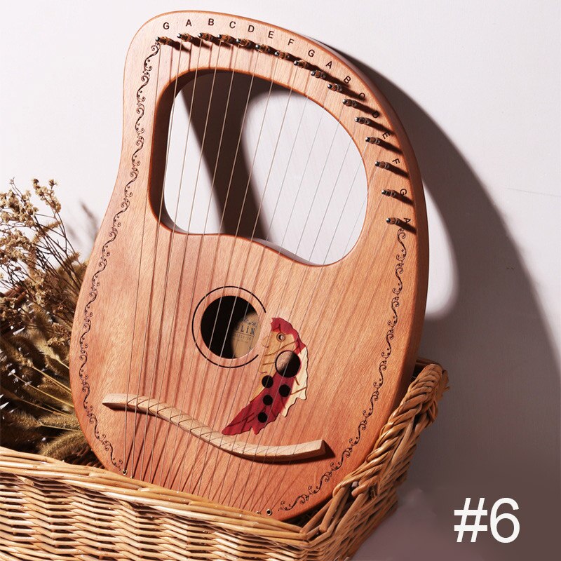 16-Tone Log Lyre Portable Musical Instrument 16-Strings Solid Wood Veneer Lyre Stringed Instrument YA88: 6