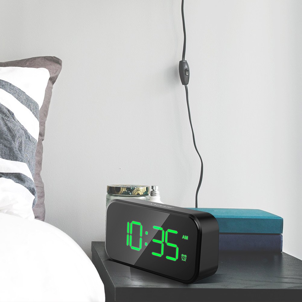 Multifunction Snooze Desk Clock Digital Table Alarm Clock Snooze LED Clock Large Number Rectangle Desktop Clock