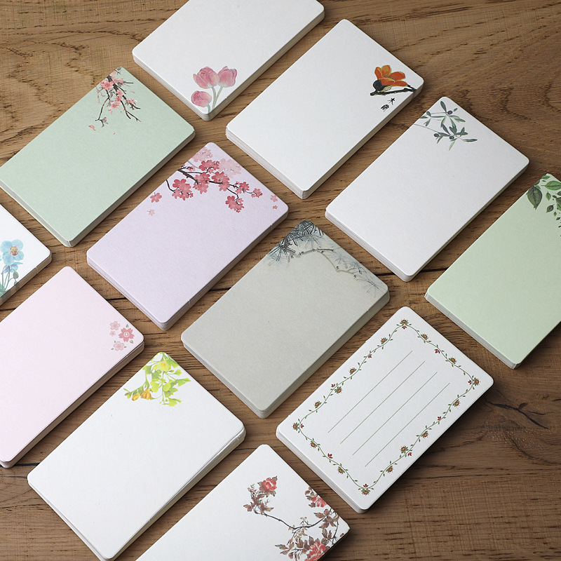 20/50 szt. Puste Kartki DIY 9x5,7cm Kartka robić Notatek Wiadomości Prezent Kartka z Życzeniami Zaproszenie Wzór Kwiatowy Kartki z Papieru kraft Dekoracja Ślubna