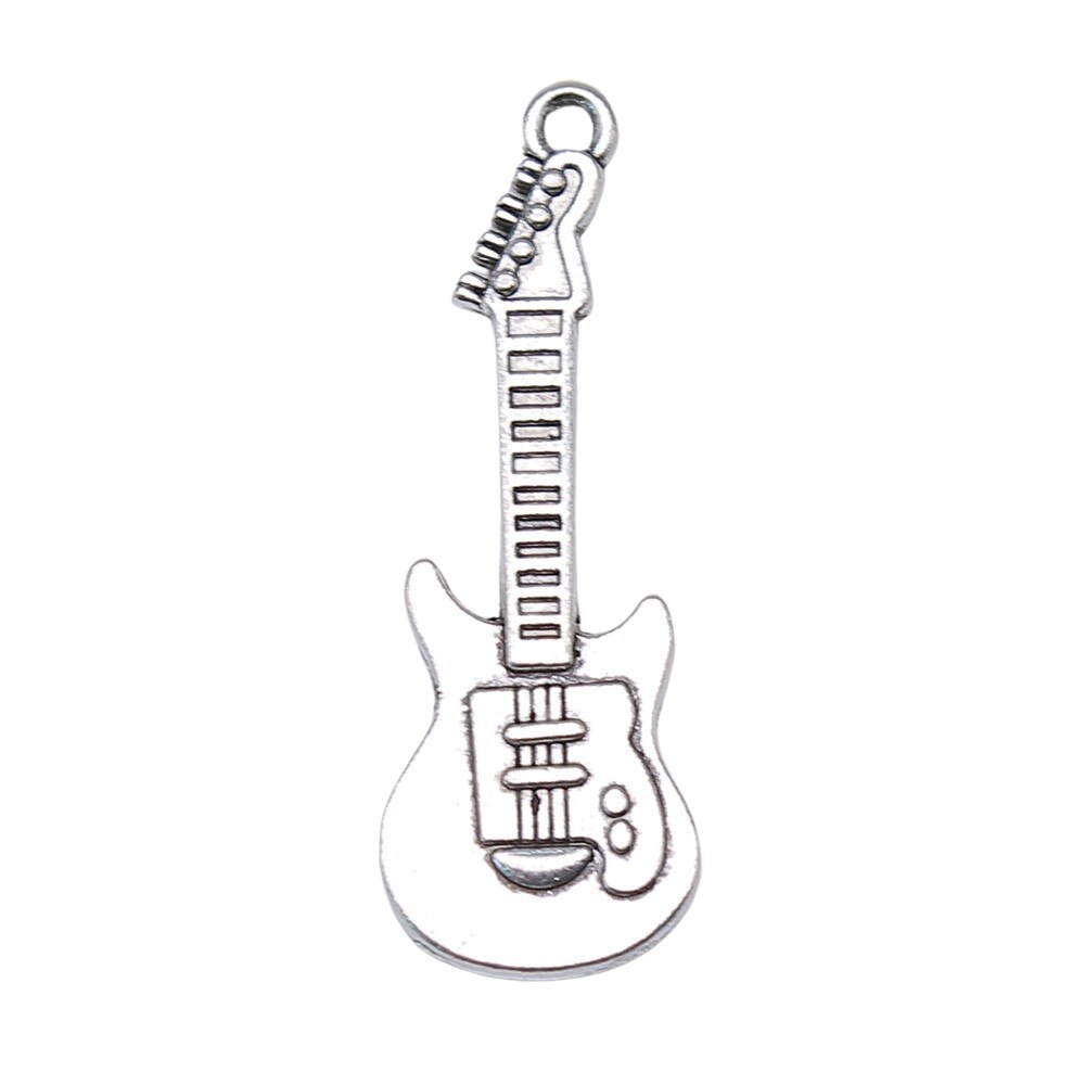 Wysiwyg 10Pcs Charms Electic Gitaar 35X12Mm Antiek Maken Hanger Fit Vintage Tibetaans Zilveren Kleur Diy Handgemaakte sieraden