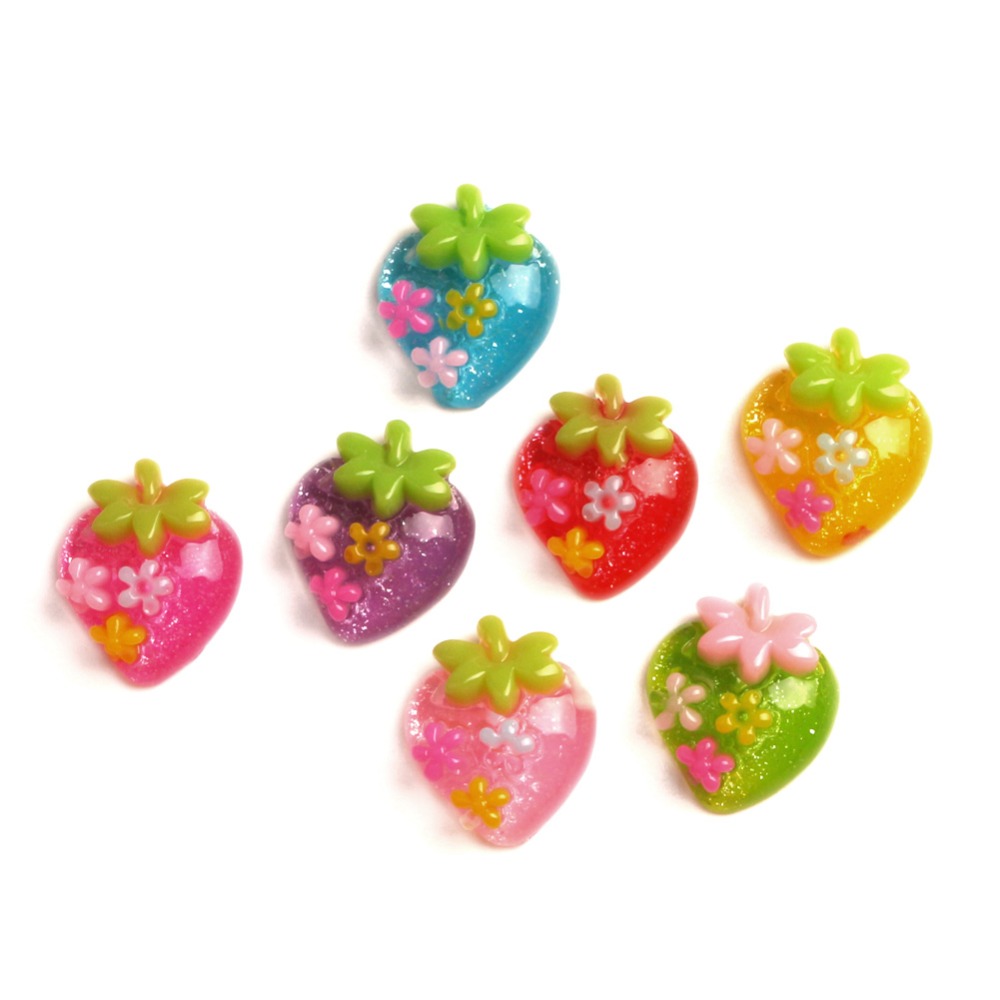 50 kpl sekoitettua hartsia mansikka cabochon flatback koristeet koristeet askartelu koristeet scrapbooking diy tarvikkeet