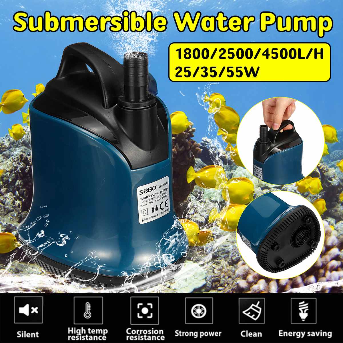 220/240v Pump Ultra Quiet Water Pump Fountain Pump Submersible Water Pump Aquarium Fish Pond Tank Fountains Water Pump