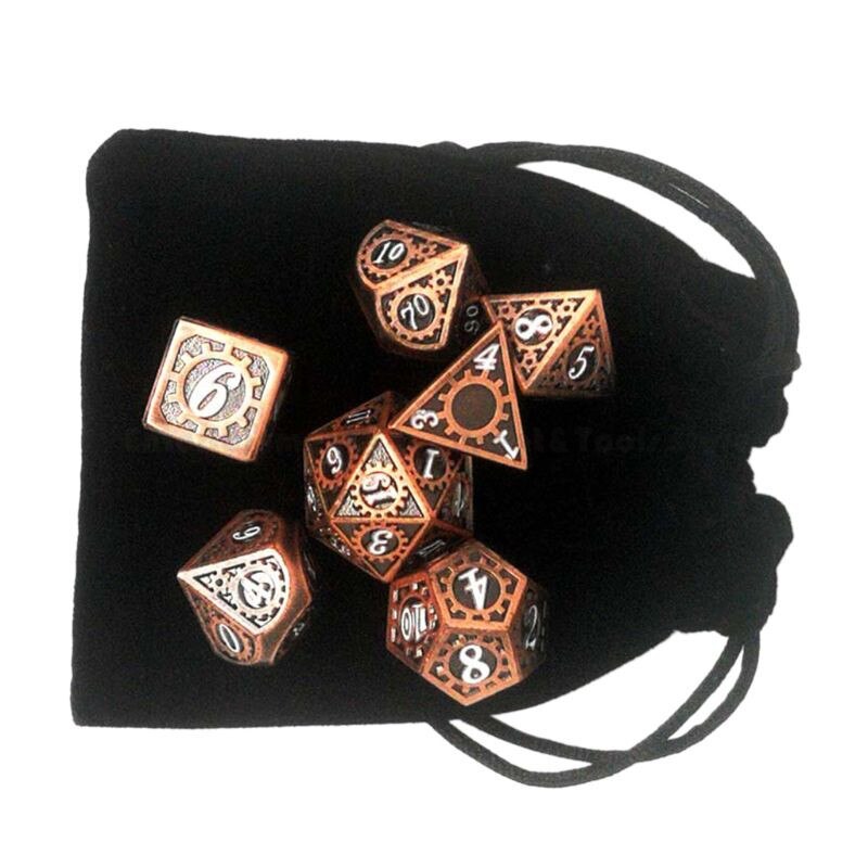 Jeu de dés en métal jeu de dés polyèdre en métal jeux de rôle RPG mdn jeu de société D4 D6 D8 D10 D12 D20 pour D & D