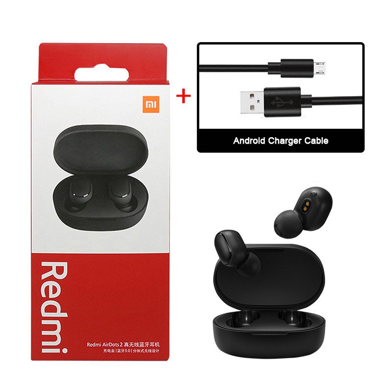 Xiaomi-auriculares inalámbricos Redmi AirDots 2, audífonos intrauditivos con Bluetooth 5,0, originales, nuevos: with Charger Cable