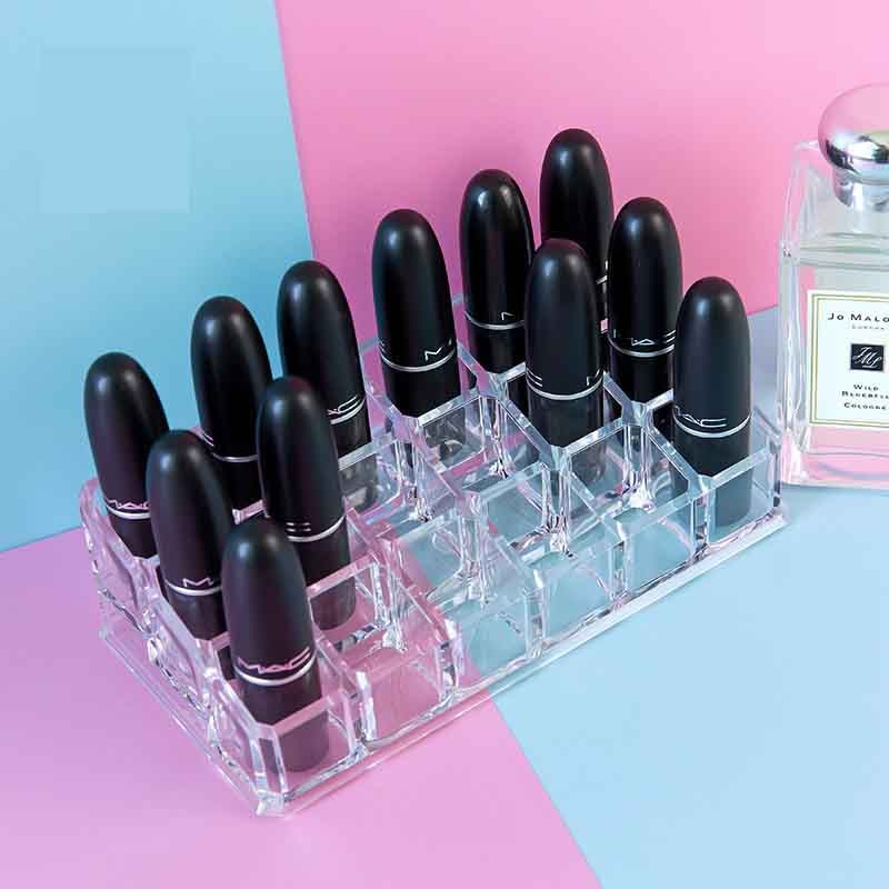Læbestift holder makeup arrangør klar akryl kosmetisk makeup værktøj opbevaringsboks sag