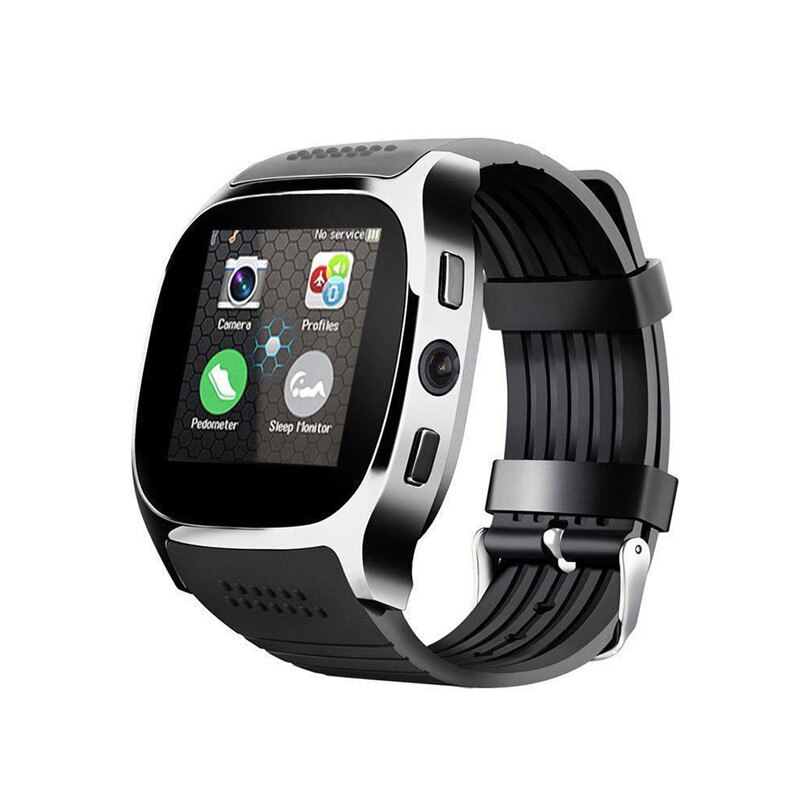 Smart Watch T8 Bluetooth With Camera Support SIM TF Card Pedometer Men Women Call Sport Smartwatch For Android Phone PK Q18 DZ09: T8 Black