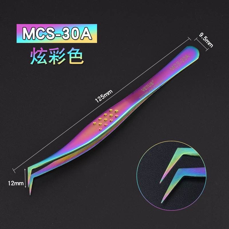 1pcs Vetus MCS Series Blue/Gold/Colorful Russian Volume Bloom Eyelash Extension Tweezers Stainless Precision Lash Tweezers Tools