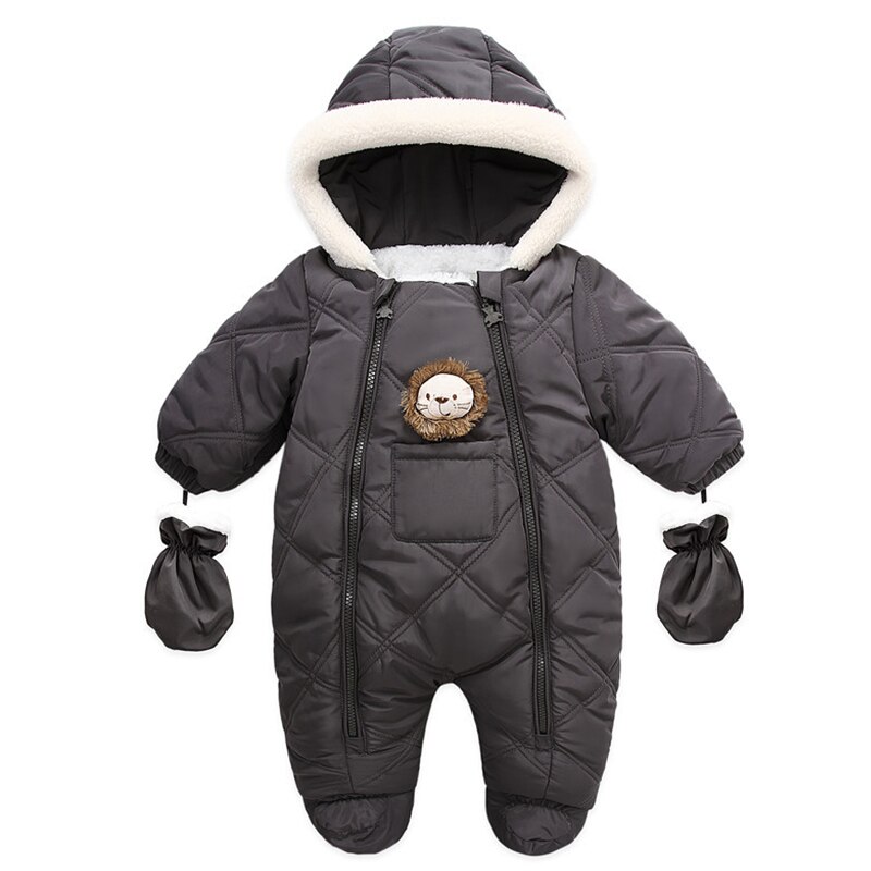 2021 nova moda menina snowsuit menino outwear 0-24m roupas de bebê com luvas de inverno do bebê recém-nascido macacão infantil: 15 black / 3-6 M