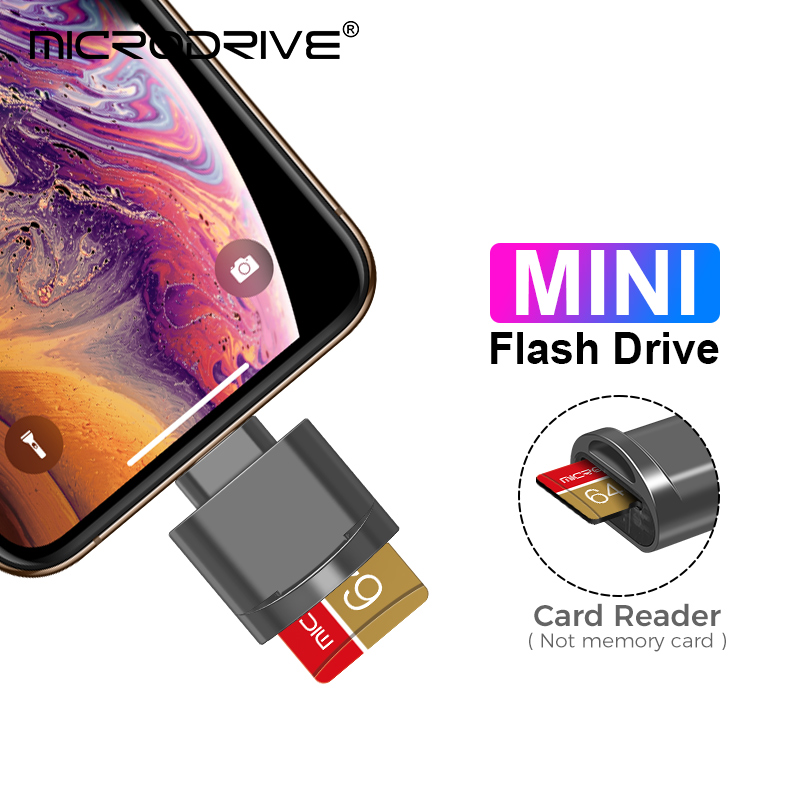 Micro tf sd-kortläsare konverterare för iphone ipad otg till micro sd-kortläsare tittaradapter minneskortläsning stöd ios 13