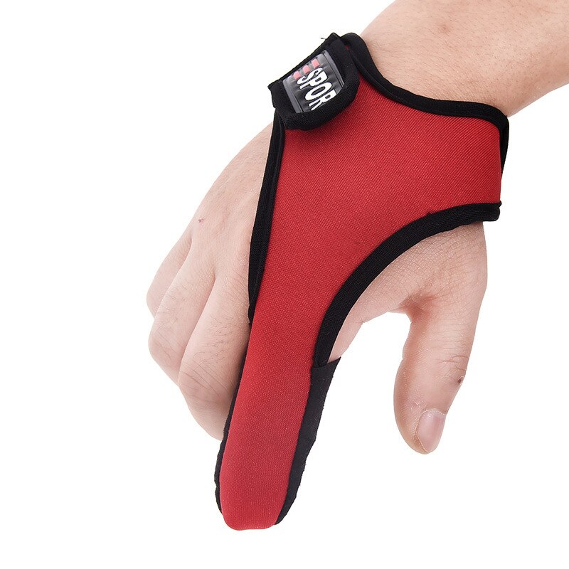 Fiskere enkelt finger beskytter fiskeri handsker anti slip udendørs åndbar elastisk beskyttelseshandsker til lokke fiskeri: Rød