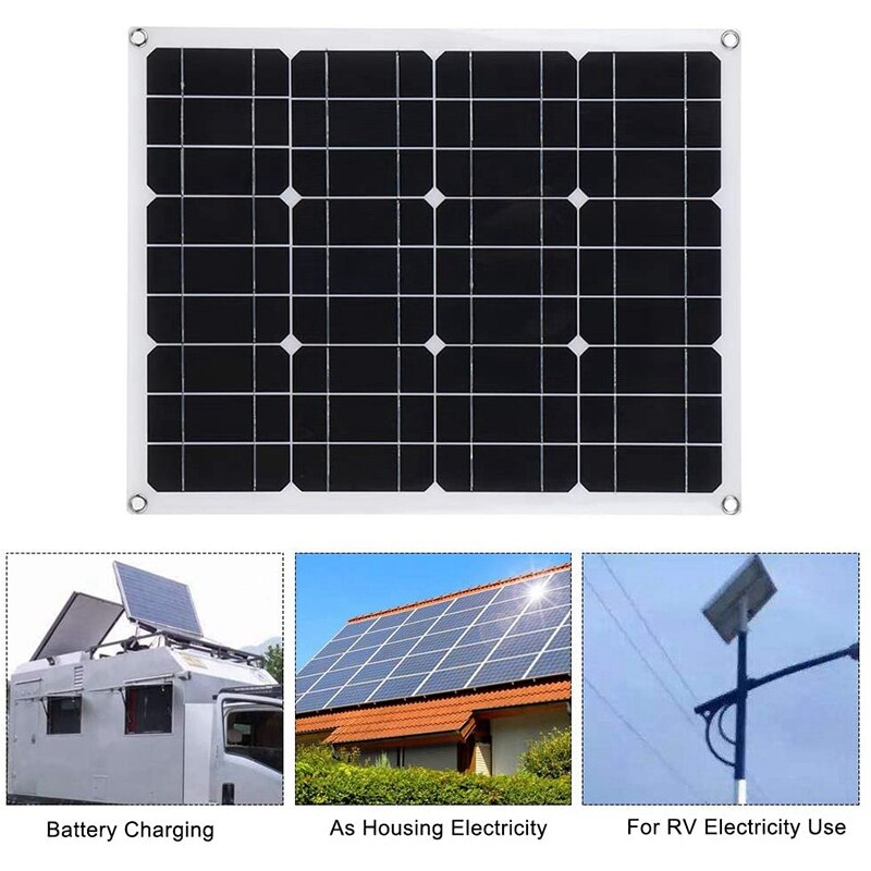 40W Solar Charger 18V Waterproof Mono Solar Panel Cells Portable For Outdoor Car Camping Hiking Climbing Solar Panel