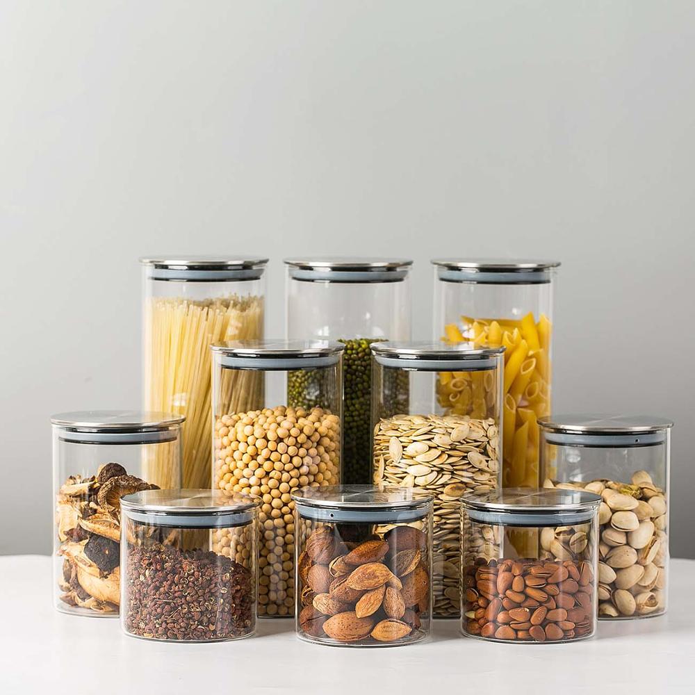 300/500/750/1000ml bocaux de conservation hermétiques en verre pour la cuisine, contenants pour bonbons, biscuits, sucre, farine