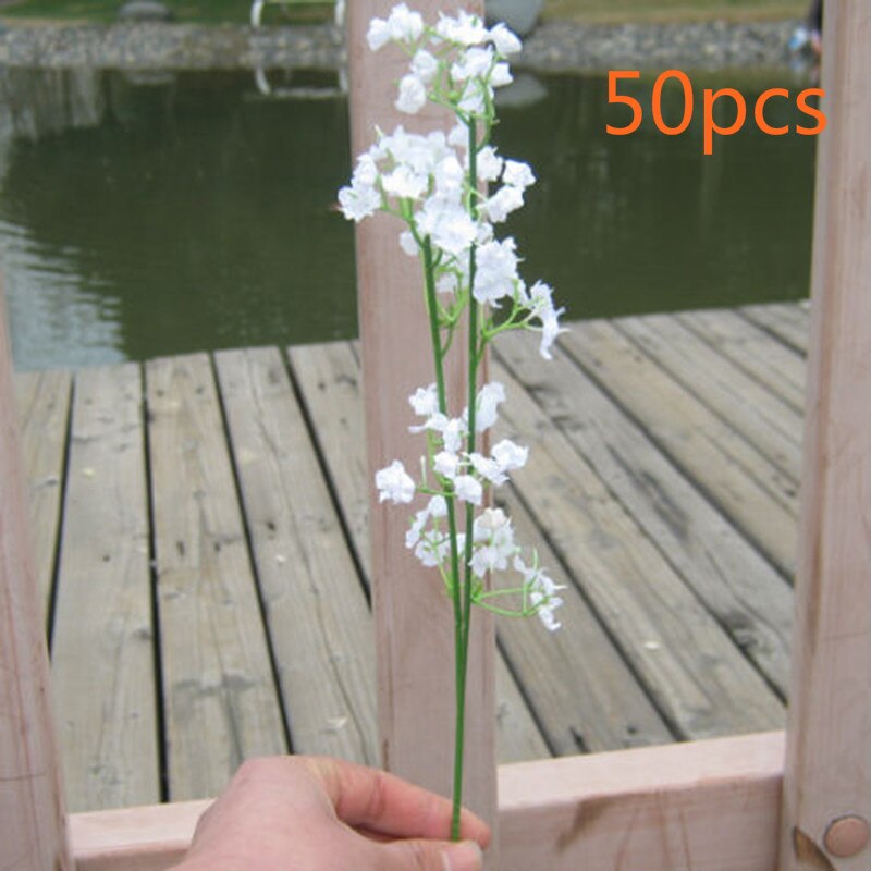 1/10/20/50 Pcs Artificial Flowers Plastic Gypsophila Flower Heads White Babies Breath DIY Floral Bouquets Wedding Home Decor: 50pcs