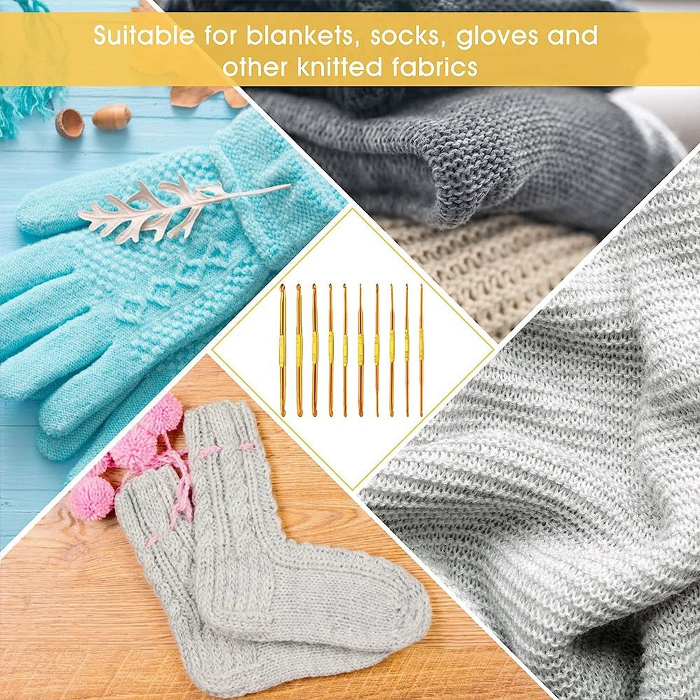 Ganchos de ganchillo de doble extremo, agujas de ganchillo doradas, agujas de tejer para suéter, tejido artesanal, herramienta de ganchillo hecha a mano, 1 piezas