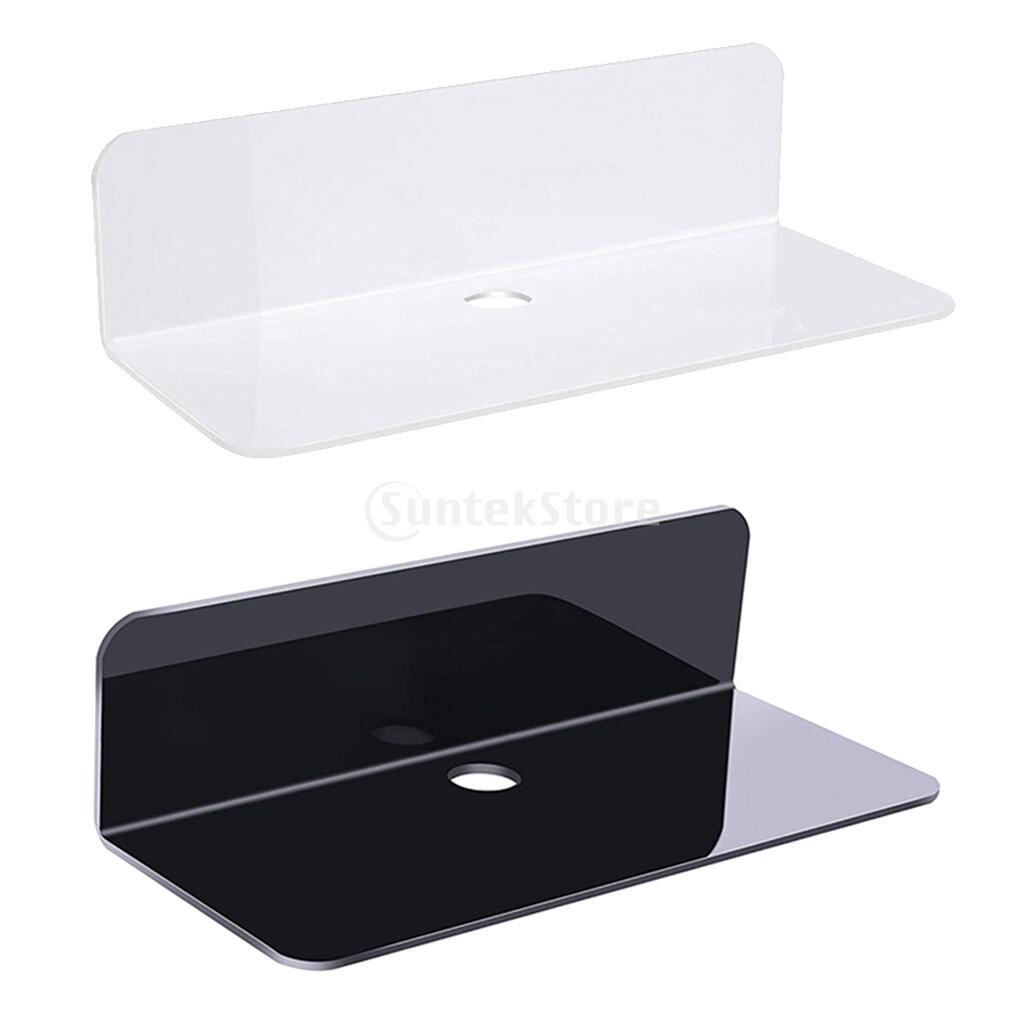 Estante flotante acrílico duradero sin daños, altavoz, pantalla pequeña, adhesivo, extraíble