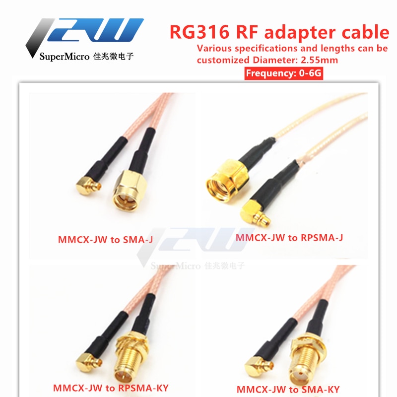 MMCX-J gebogene männlich zu SMA-K-J weiblich männlich RG316 linie sma ein mmcx verlängerung kabel