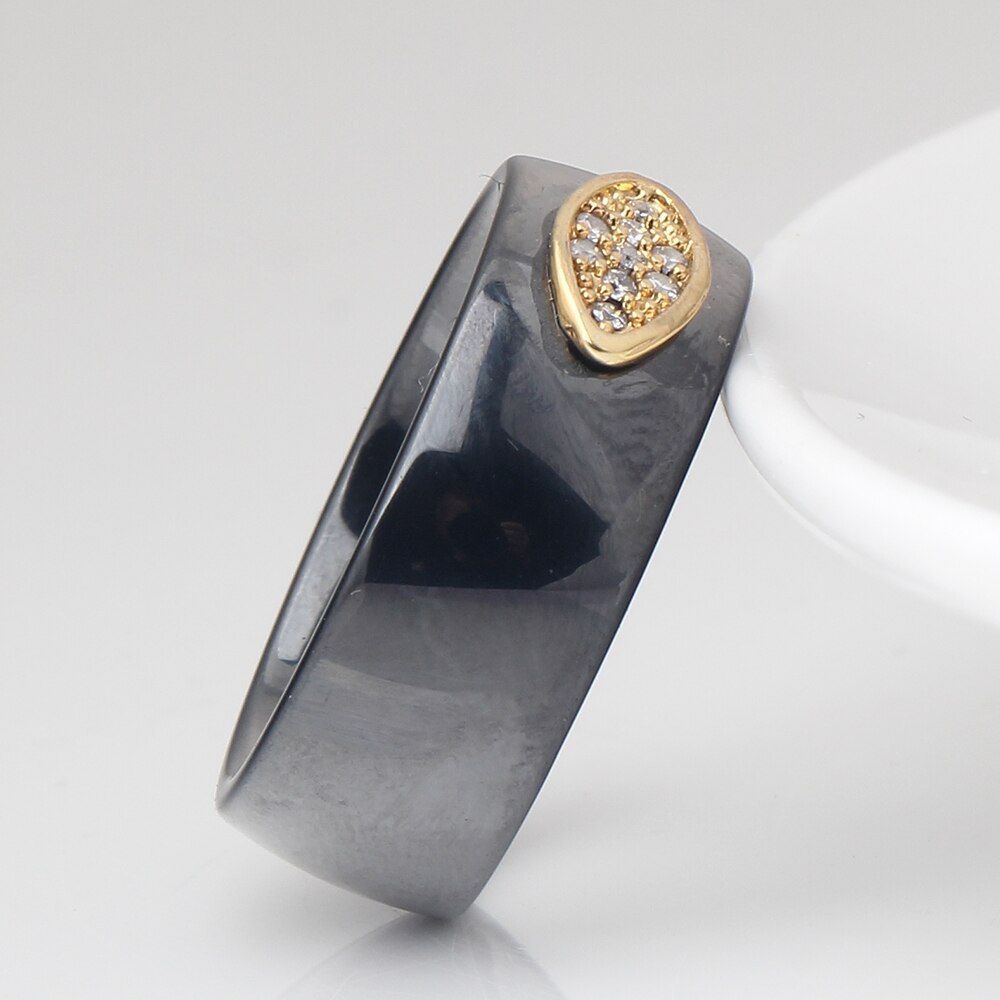 8MM Ceramic Ring Cubic Zirconia Stone Black And White Color Women men Jewelry Engagement Wedding Band