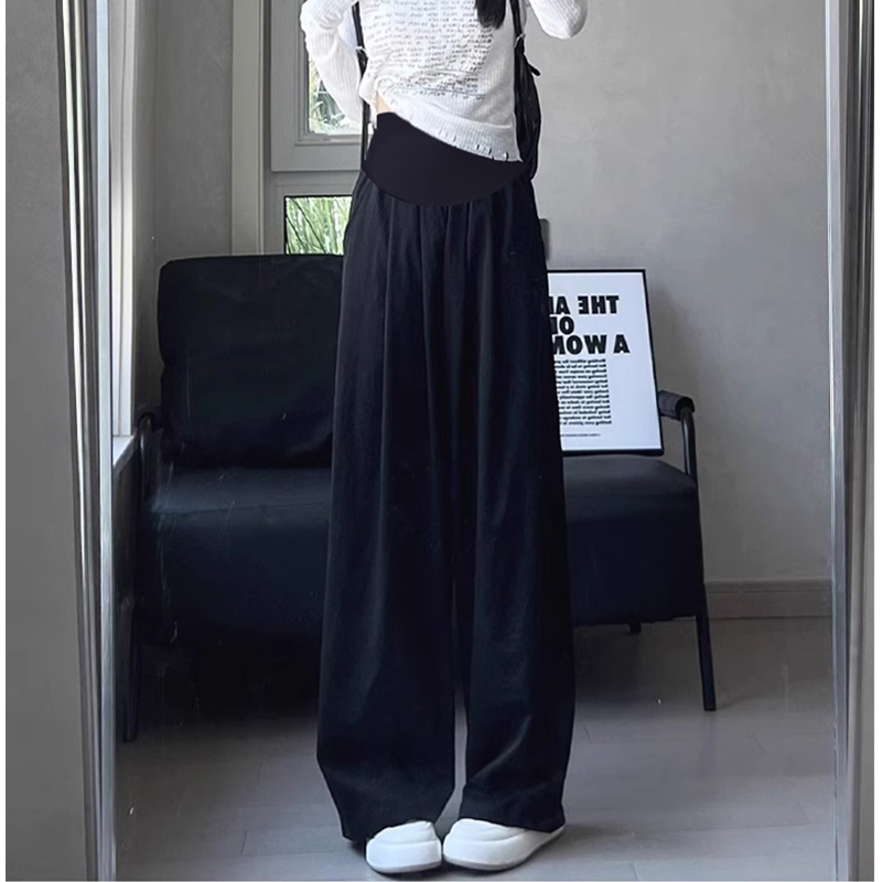 Plus Size Maternity Clothes for Comfortable Pregnant Women Striped Trousers Leisure Clothing Pregnancy Women's Loose Pants: black / XL