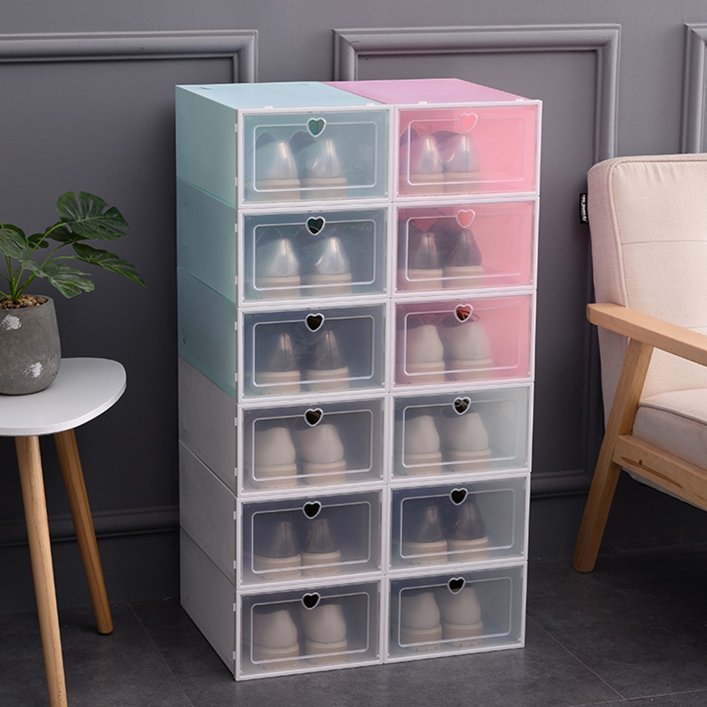 Stackable Storage Shoe Box Transparent Plastic Shoe Box Flip Shoe Storage Artifact Home Storage Tool