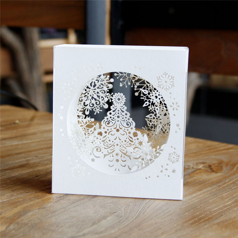 3D Aushöhlen Schneeflocke Grußkarten Für Geburtstag/Hochzeit Einladungen Valentinstag Karten Weiß