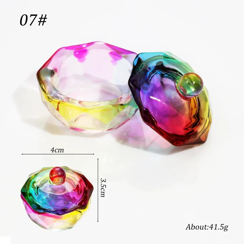 Acrylic Powder Liquid Crystal Glass Cup Aurora Colorful Cup Nail Brush Washing Mug Nail Art Tools Liquid Powders for Mixing Bowl: Pink