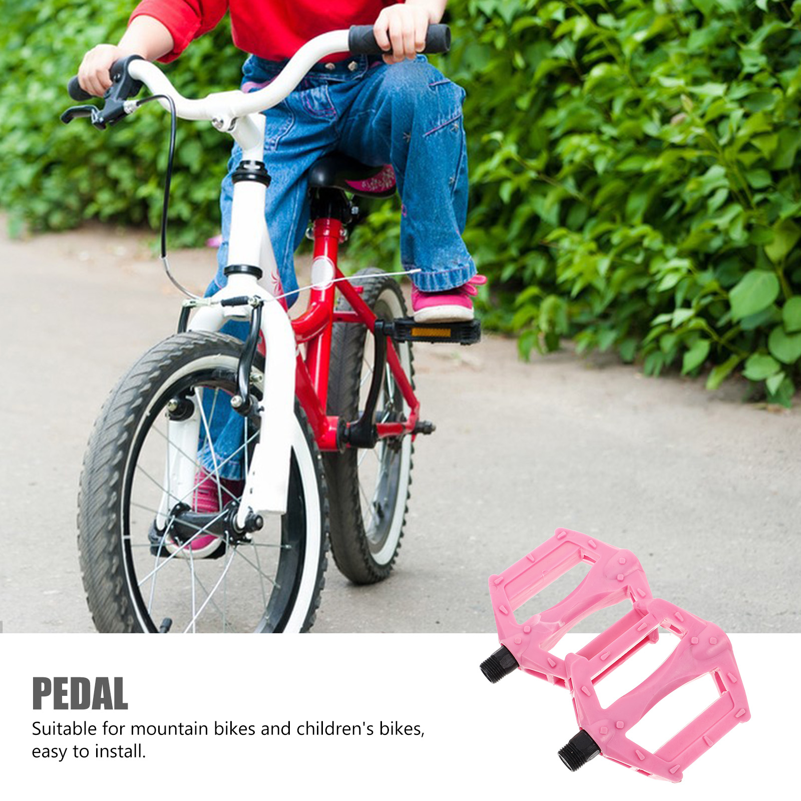 Børnecykelpedaler holdbar plast jern stabil støtte skridsikker kompatibel børn småbørn voksen foldbar pink tilbehør