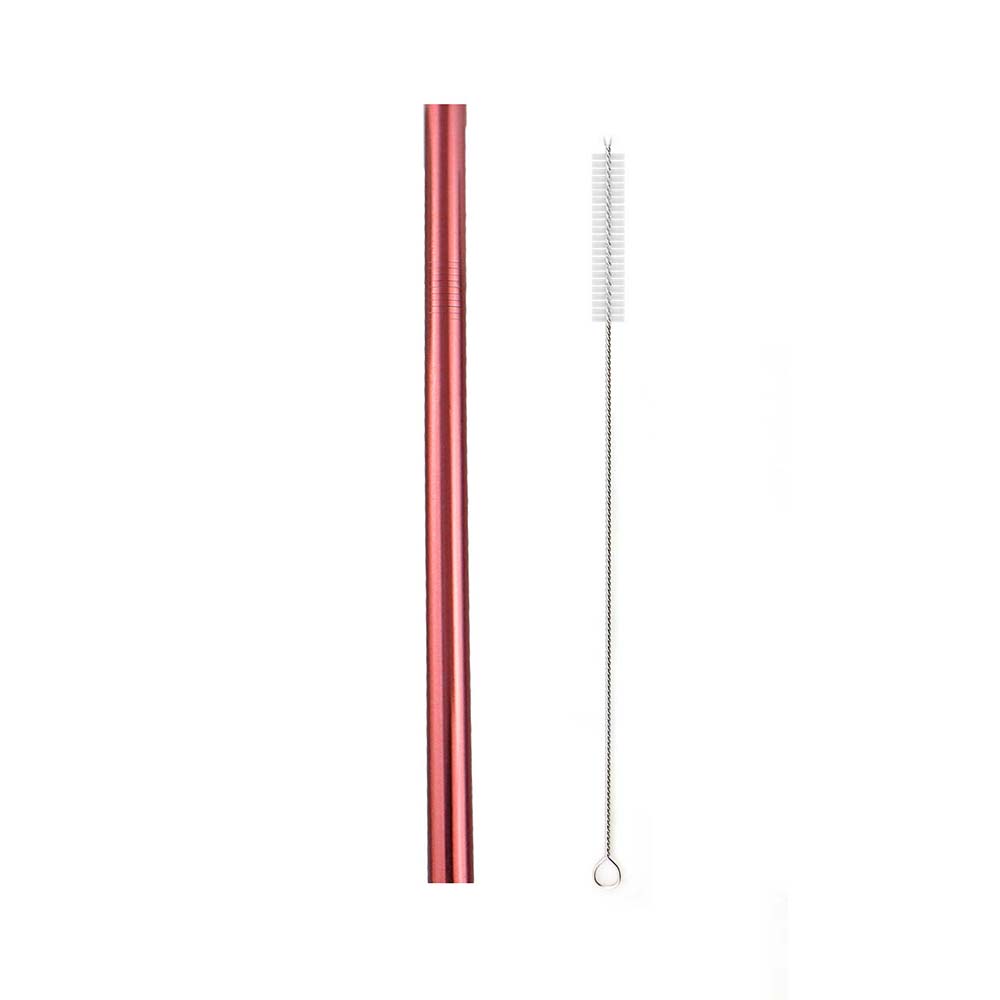 JANKNG 12mm Extra Wide Straws 10 Colors Bubble Tea Reusable Straws 304 Stainless Steel Milkshake Drinking Pink Green Straw Set: Straight Red