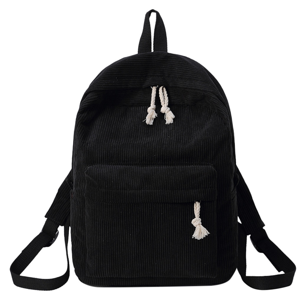 # H30 mochila escolar feminina, mochila veludo com zíper sólido, estilo coreano, para estudantes