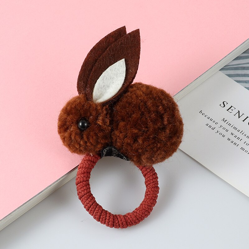 Anneau de cheveux lapin mignon pour femmes, bandeau élastique, coréen, accessoires de cheveux pour filles, ornements: brown